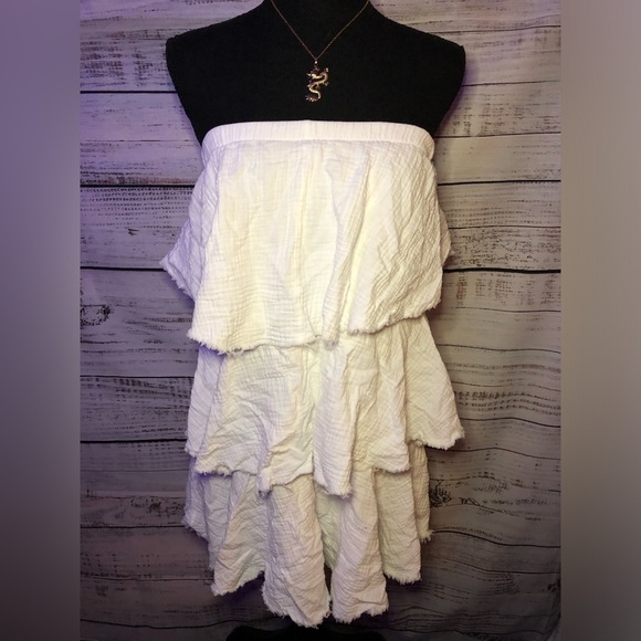 White Strapless Mini Dress NWOT size Large - Picture 10 of 16